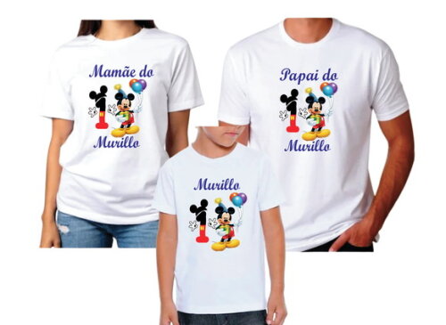 Camiseta Personalizada Pai Mãe e Filho Mickey Mouse