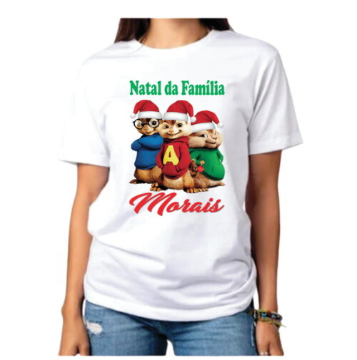 Camiseta Personalizada Natal em Familia Alvim e os Esquilos