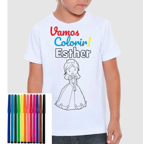 Camiseta Personalizada para Colorir Esther