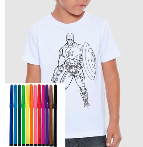Camiseta Personalizada Super Heroi Vamos Colorir