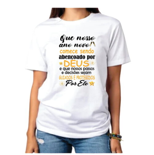 Camiseta Réveillon Ano Novo Abençoado Por Deus