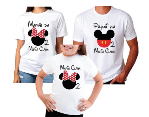 Camiseta Sublimada para Familia Mae Pai e Filha Aniversario
