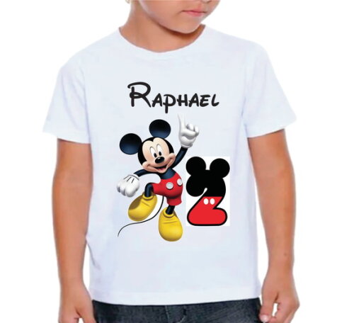 Camiseta Tematica Mickey Personalizada com Nome e Idade