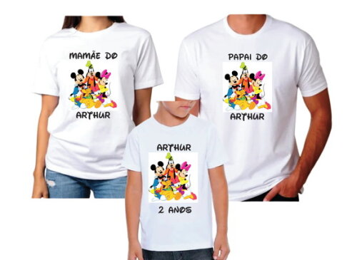 Camisetas Pai Mãe e Filho Turma do Mickey