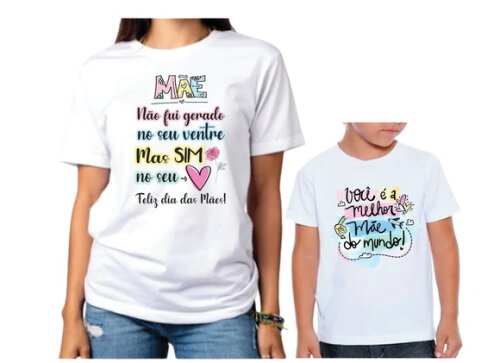 Kit 2 Camisa Mãe e Filho Dia das Mães Madrasta Filho Adotivo