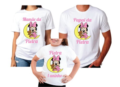Kit 3 Camisetas Minnie Rosa Baby