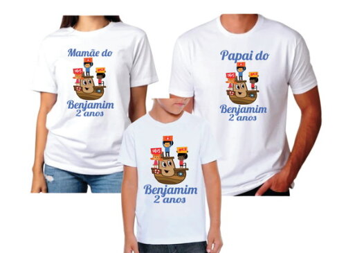 Kit 3 Camisetas para Aniversario 3 Palavrinhas