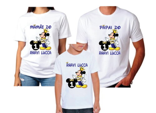 Kit 3 Camisetas Personalizadas Mickey Realeza