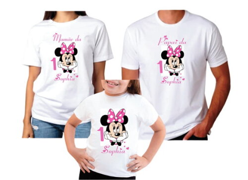 Kit Aniversário Minnie Rosa para Pai Mãe e Filha