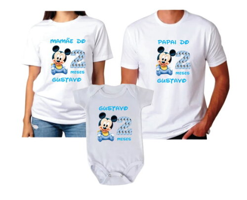 Kit 3 Peças Personalizadas para Mesversario Mickey Baby