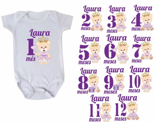Kit Body Mesversario Ursinha Princesa