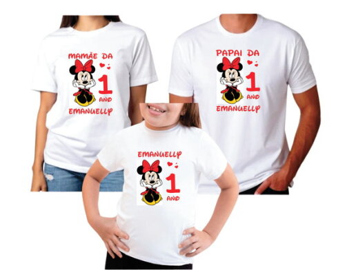 Kit Camisetas Personalizadas Minnie Vermelha