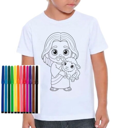 Kit De12 Camisetas Infantil para Colorir para Creche Escolas