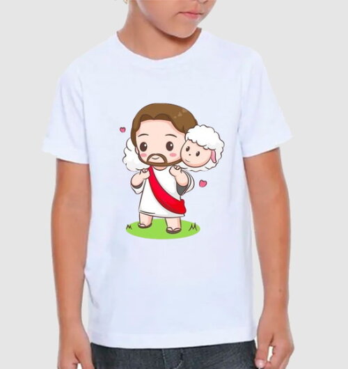10 Camiseta Infantil Ovelhinha de Cristo Colocamos Nome