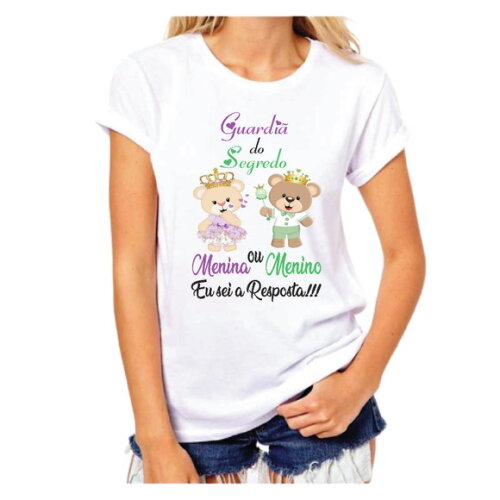3 Roupas para Gestante Camiseta Personalizada Cha Revelação
