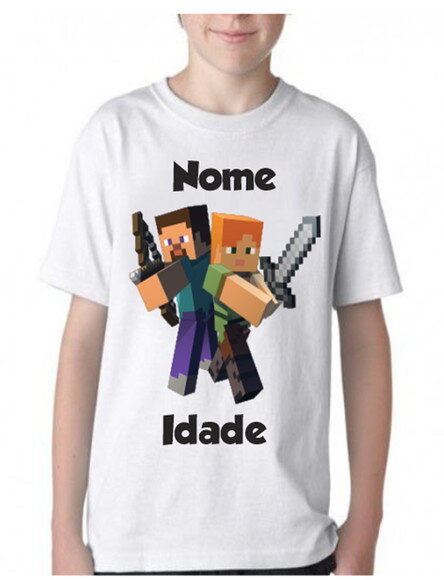 5 Camisa Camiseta para Aniversario Tema Minecraft