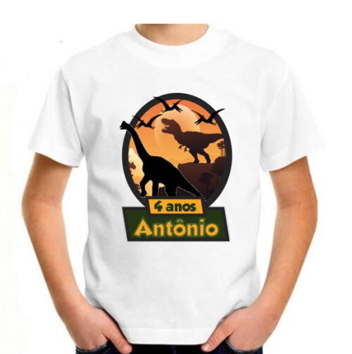 Blusa Personalizada Tema Dinossauro Colocamos Nome