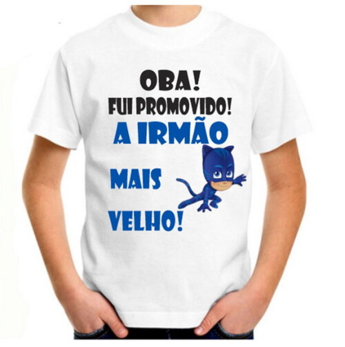 Camisa Infantil Menino Gato Promovido Irmão Mais Velh