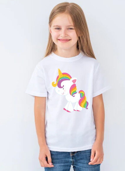 Camisa Infantil para Menina Unicornio