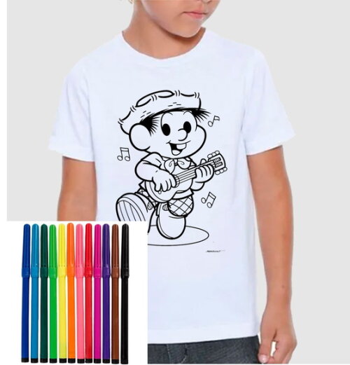 Camisa para Colorir Turma da Monica