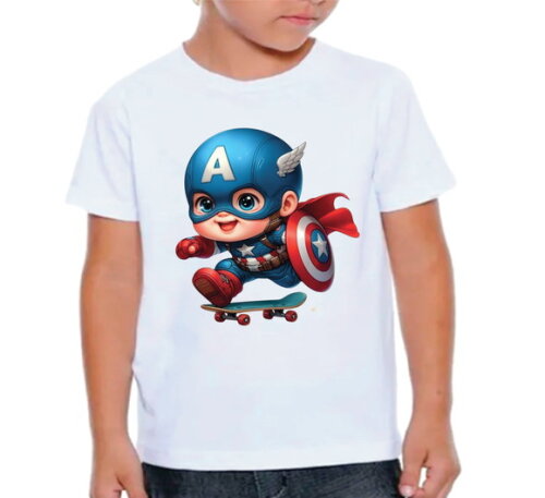 Camiseta Camisa Infantil Personalizada Capitão América Baby