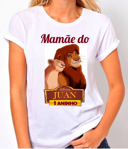 Camiseta Femininas Rei Leão Colocamos Nome E Idade