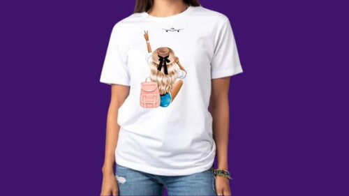 Camiseta Femininas Branca Poliester