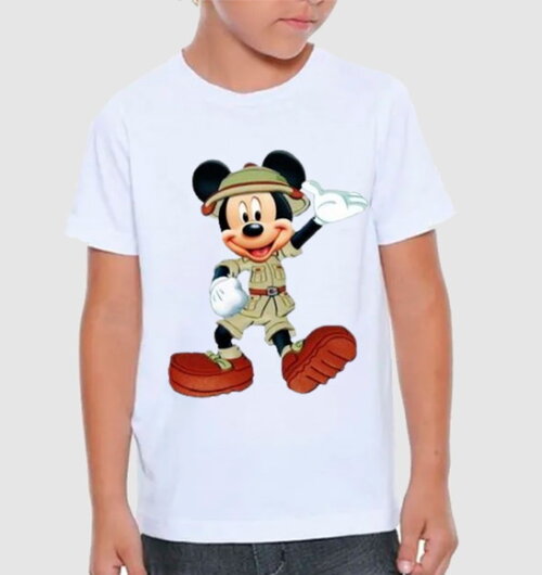 Camiseta Infantil Aniversario Tema Mickey Safari