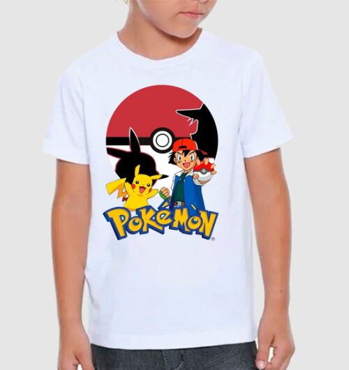 Camiseta Infantil Aniversario Tema Pokemon Inserimos Nome
