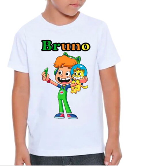 Camiseta Infantil Gato Galactico com Nome