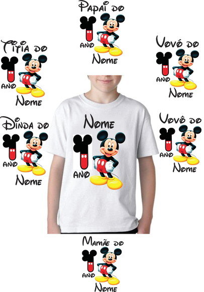 Camiseta Infantil Mickey Colocamos Nome