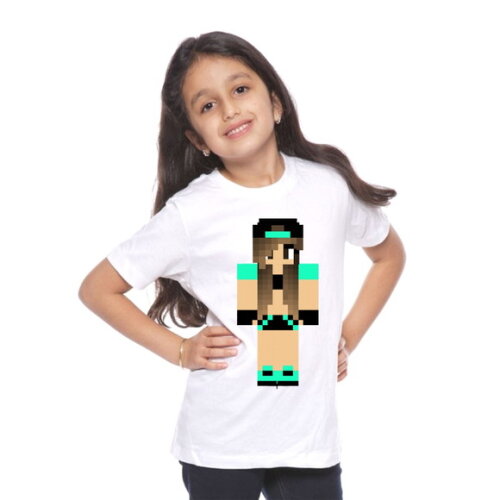 Camiseta Infantil Minecraft Para Meninas