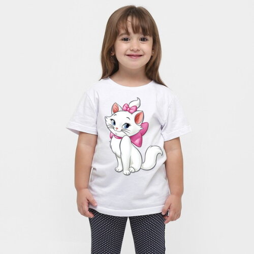 Camiseta Infantil Para Meninas Gatinha Marie