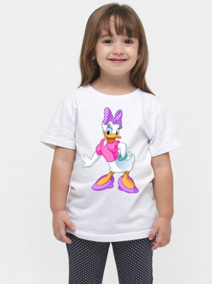 Camiseta Infantil Para Meninas Tema Margarida