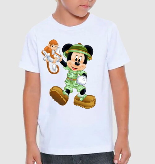 Camiseta Infantil para Meninos Mickey Safari