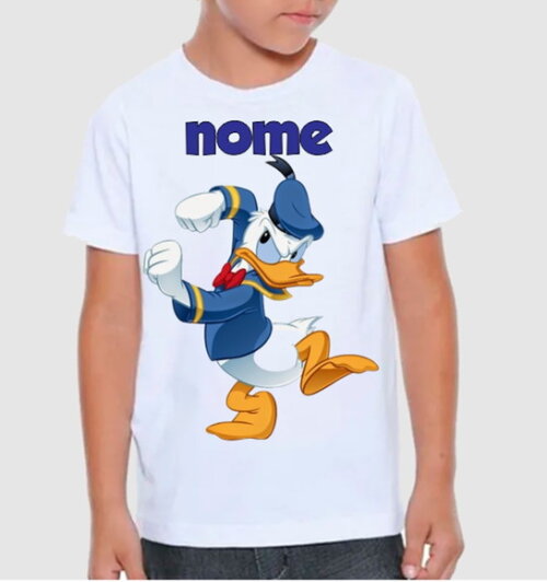 Camiseta Infantil Pato Donald com Nome da Criança