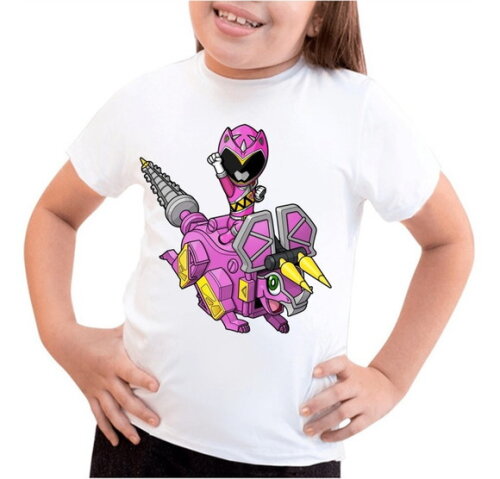 Camiseta Infantil Power Rangers Rosa