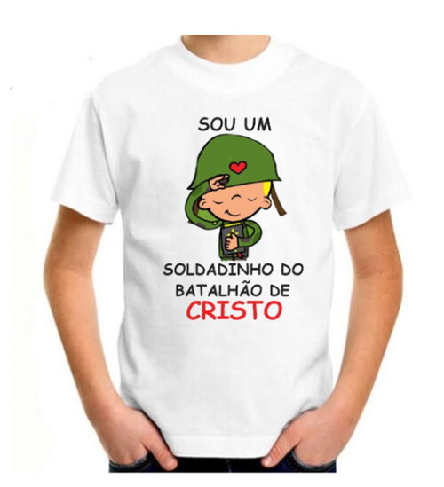 Camiseta Infantil Sou Um Soldadinho de Cristo