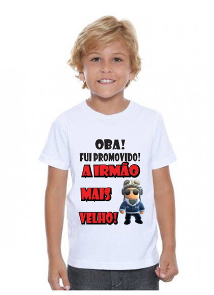 Camiseta Infantil Stumble Guys Promovido Irmao Mais Velho