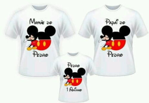 Camiseta mickey pai mae e filho