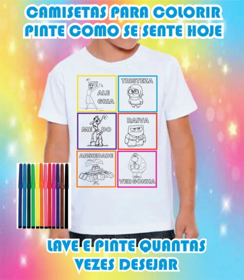 Camiseta para Colorir Divertidamente com Canetinhas