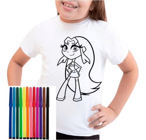 Camiseta para Colorir Infantil Jovens Titâs Stelar