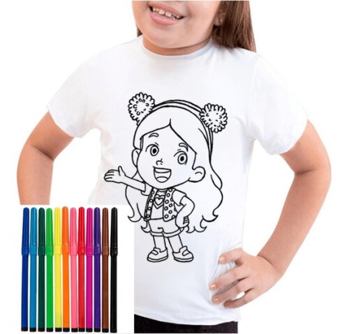 Camiseta para Colorir Infantil Maria Clara