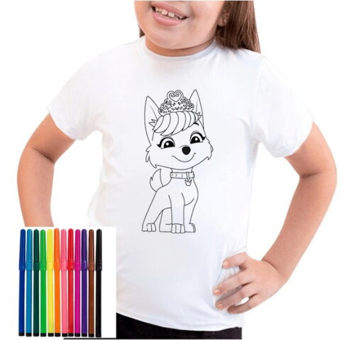 Camiseta para Colorir Patrulha Canina com Canetinha