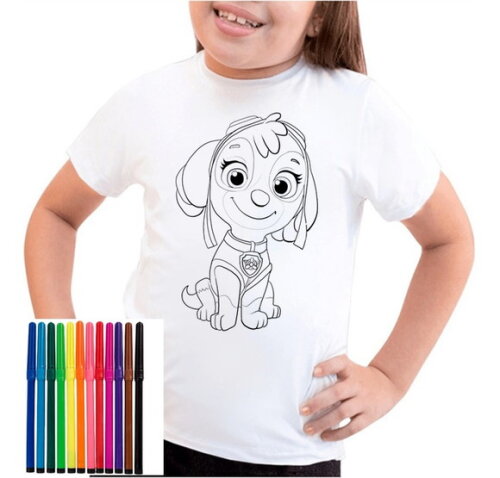 Camiseta para Colorir Patrulha Canina Skay