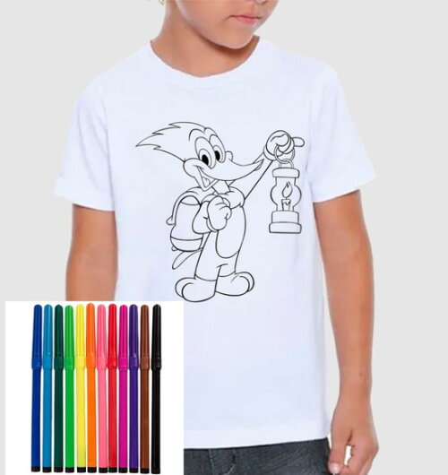 Camiseta para Colorir Pica Pau
