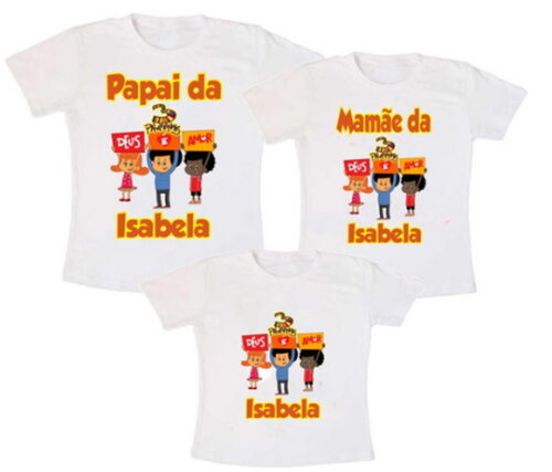 camiseta personalizada 3 palavrinhas mãe pai filho