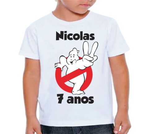 Camiseta Personalizada Caça Fantasma com Nome e Idade
