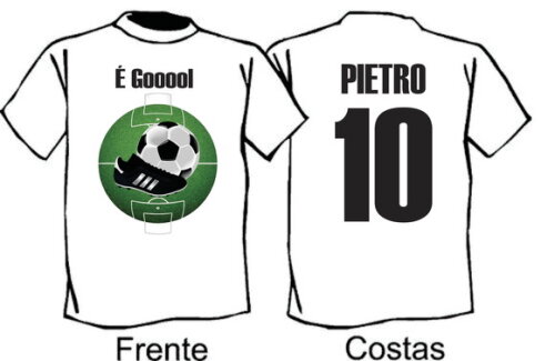 Camiseta Personalizada Tema Futebol Arte Frente e Costa com