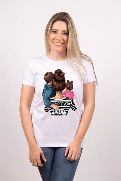 Camiseta Super Mae De Menina E Menino